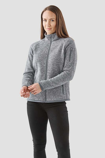 Avalanche Ladies' Full Zip Sweater Knit Fleece Jacket-Heather Gray